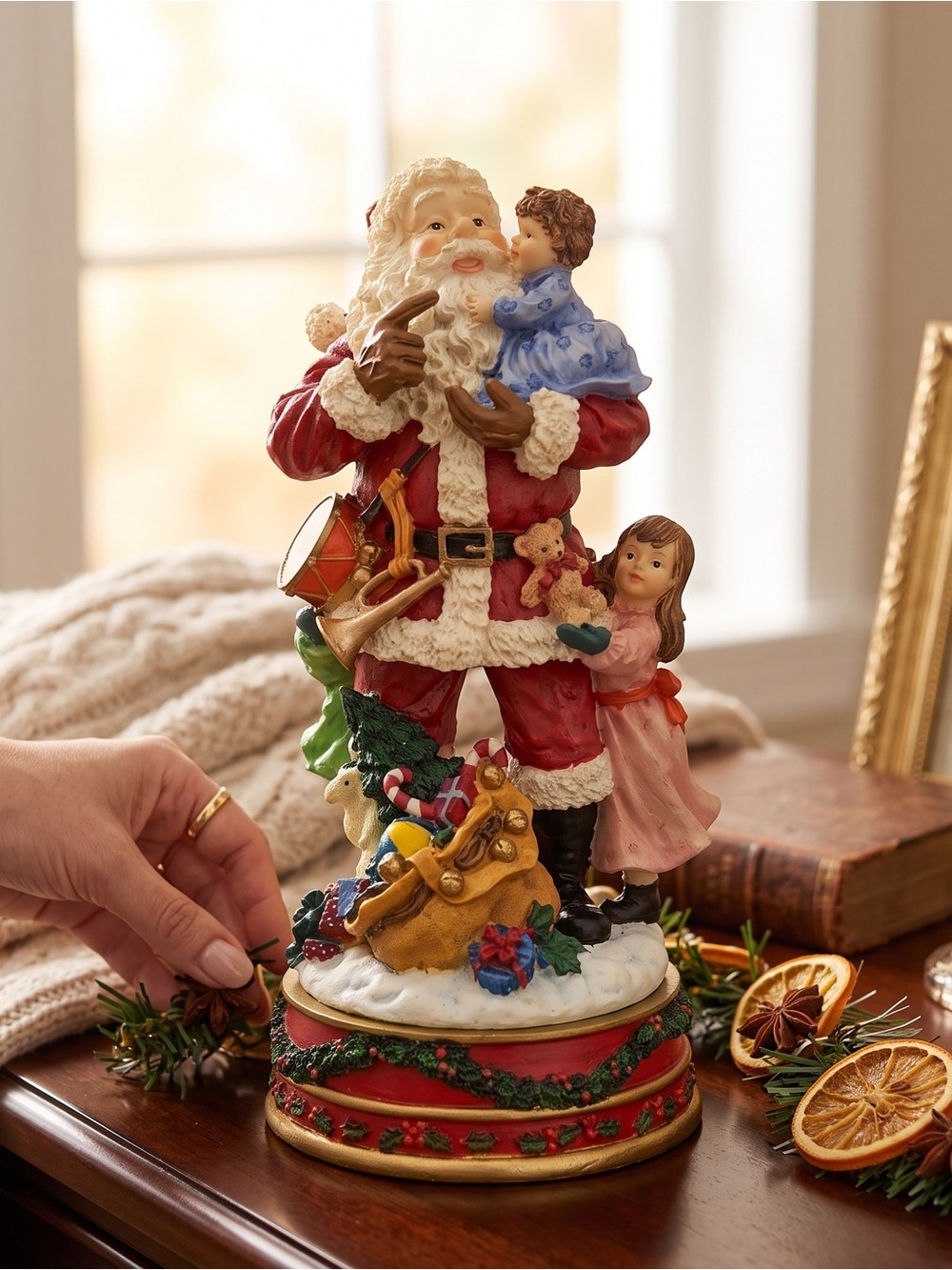JCPenney Musical Santa Christmas Figurine Music Box Jolly Old St Nicholas 11”
